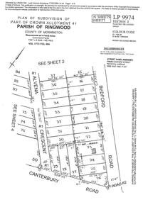 Document - Subdivision Plan, LP9974 Part of Crown Allotment 41, Parish of Ringwood, County of Mornington Vol 1773 Fol 464  - 1924