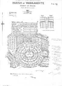 Document - Subdivision Map, Part of Crown Sections 18, 19, 24 & 25, Parish of Warrandyte, County of Evelyn, Vol 5228 Fol 472 - 1926. (Park Orchards, Victoria)