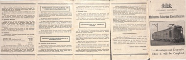 Document, Victorian Railways - Melbourne Suburban Electrification. Its advantages and Economies. When it will be Completed