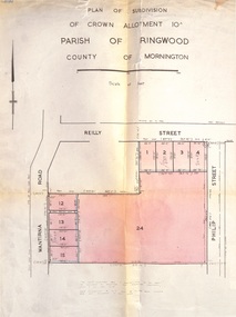Document, Plan of Subdivision - Part of Crown Allotment 10A, Parish of Ringwood, County of Mornington - 1957