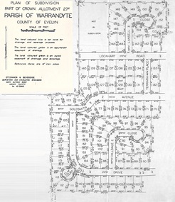 Document - Map, Part of Crown Allotment 27C, Parish of Warrandyte, County of Evelyn, Ringwood, Victoria - c.1970