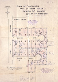 Document, Plan of Subdivision - Part of Crown Portion 7, Parish of Ringwood, County of Mornington - 1962