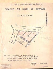 Document - Plan of Subdivision, Part of Crown Allotment 25 Section E, Township and Parish of Ringwood - 1961