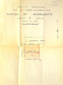 Document - Plan of Subdivision, Part of Crown Allotment 31B, Parish of Warrandyte, County of Evelyn - (undated, circa 1960s)