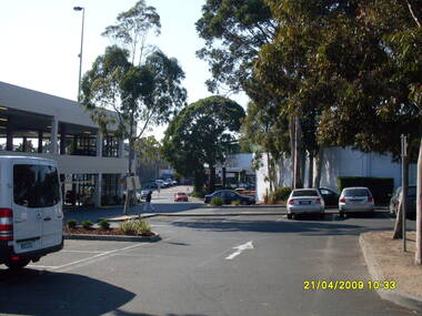 Photograph, Looking from the Eastland access road roundabout, towards the east, on 21 April 2009. Showing Eastland car park