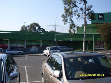 Photograph, Looking across stage 4 Eastland carpark, towards the south-east, on 21 April 2009. Showing Harris Scarfe store