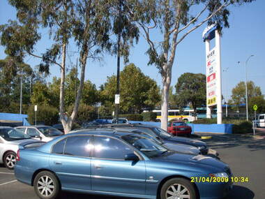Photograph, Looking across stage 4 Eastland carpark, towards the south, on 21 April 2009. Showing entrance/exit onto Maroondah Highway
