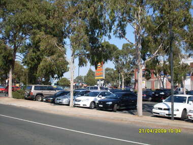 Photograph, Looking across stage 4 Eastland carpark, towards the south-west, on 21 April 2009. Showing Ringwood Railway Station across Maroondah Highway