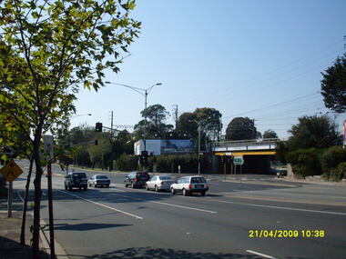 Photograph, Looking east along Maroondah Highway with Warrandyte Road underpass on right, on 21 April 2009