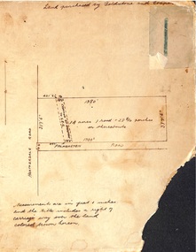 Card, Hand-drawn map of block of land on Heatherdale Road and Palmerston Road, Ringwood, Vic. (Undated)