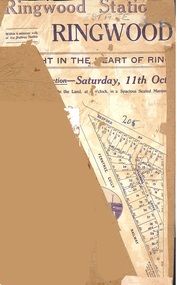 Map, Partially Trimmed Copy of Ringwood Station Estate Auction Notice, Ringwood, Vic. - 1919