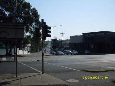 Photograph, Looking north-east along Maroondah Highway, on 21 April 2009, at the corner of Warrandyte Road showing Van Lierop Lawyers
