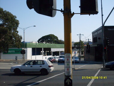 Photograph, Corner of Maroondah Highway and Warrandyte Road showing Harris Scarfe shop, on 21 April 2009
