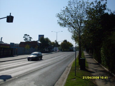 Photograph, North along Maroondah Highway from Warrandyte Road corner, on 21 April 2009