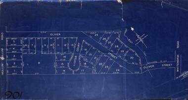 Map, Subdivision Plan of residential allotments in Mullum Mullum Road, Oliver Street and Lister Court, Ringwood, Victoria - (Undated)