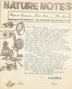 Magazine, Nature Notes magazines 1968 (Vol 5) Issues 3 to 10