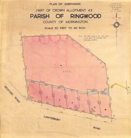 Map - Plan of Subdivision, Part of Crown Allotment 43, Parish of Ringwood, County of Mornington - (Circa 1950)