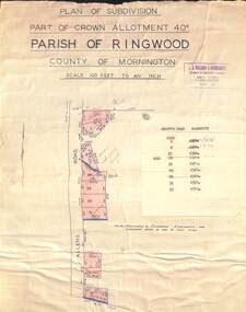 Map - Plan of Subdivision, Part of Crown Allotment 40C, Parish of Ringwood, County of Mornington - (Undated, circa 1940s)