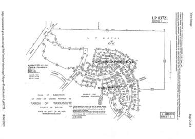 Document - Subdivision Plan, LP83721 - Part of Crown Portion 23, Parish of Warrandyte, County of Evelyn - 1969