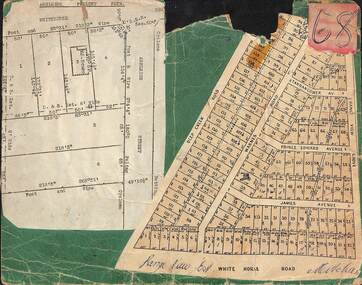 Card, Collage of Residential Subdivision Map Clippings - Ashleigh Poultry Farm, Blackburn, Vic and Range View East, Mitcham, Vic. (Undated, circa 1930s)