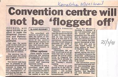 Newspaper - Clipping, Ringwood Convention and Performing Arts Centre