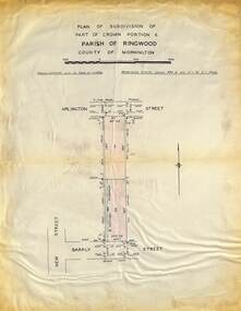 Map - Plan of Subdivision, Part of Crown Portions 6 Parish of Ringwood, County of Mornington - (Undated, circa 1950s)