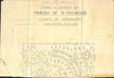 Document - Plan of Subdivision, Part of Crown Allotment 40C, Parish of Ringwood, County of Mornington - (Undated, circa 1960s)