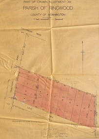 Map - Plan of Subdivision, Part of Crown Allotment 39, Parish of Ringwood, County of Mornington - 1949