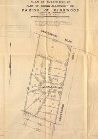 Map - Plan of Subdivision, Part of Crown Allotment 39, Parish of Ringwood, County of Mornington - (Undated, circa 1950)