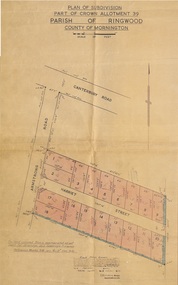 Map - Plan of Subdivision, Part of Crown Allotment 39, Parish of Ringwood, County of Mornington - 1949