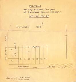 Map, Subdivision Diagram - Marlborough Road and Cuthbert Street, Heathmont, Victoria - (Undated, circa 1960s)