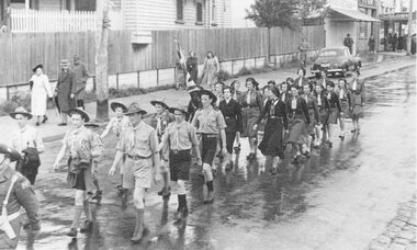 Photograph, Anzac Day march, Ringwood. c1950