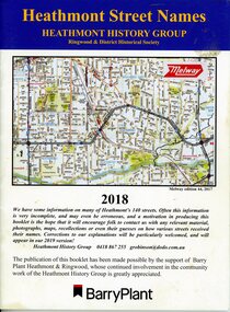 Book, Heathmont Street Names - Heathmont History Group / Ringwood & District Historical Society, 2018