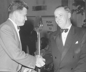 Photograph, Ringwood Football Club presentation night, 1951, with President Kevin Pratt