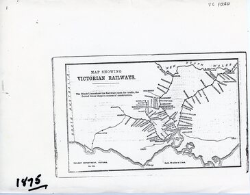 Map, Victorian Railways Map showing country lines existing and under construction c1875  (or possibly 1890?)