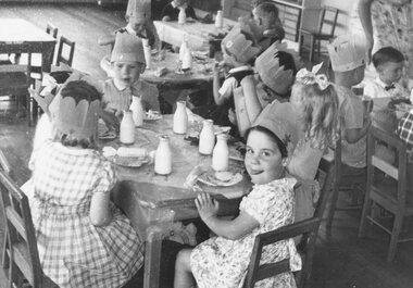 Photograph, Kindergarten Xmas party. c1960. (Unknown group)