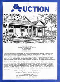 Flyer, Auction - Hertha's Cottage, 110 Wonga Road, Ringwood North, Victoria. (Saturday 30th April, circa 1980s)