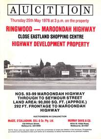 Flyer, Auction - Former Holeproof Factory Site, Maroondah Highway, Ringwood, Victoria - 1978