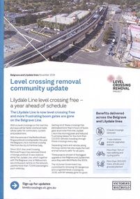 Pamphlet, Level Crossing Removal Newsletter Nov 2024 - Lilydale and Belgrave Lines now crossing free (Big Build Project) incl Ringwood East Station