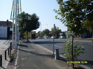 Photograph, Looking north-east down Maroondah Highway from Pratt Street corner, on 21 April 2009