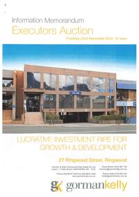 Document - Information Memorandum, Executors Auction - Business Property (Abacus House), 27 Ringwood Street, Ringwood, Victoria - 22nd November, 2012