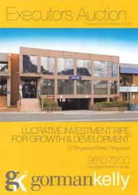 Document - Information Memorandum, Executors Auction - Business Property (Abacus House), 27 Ringwood Street, Ringwood, Victoria - 22nd November, 2012