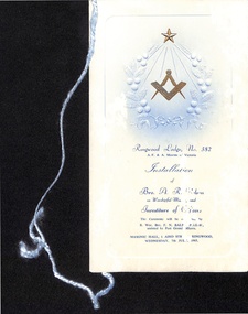 Programme, Ringwood Masonic Lodge No 382 - Installation Programme  of Bro. A. R. Nelson as Worshipful Master 7th July 1965