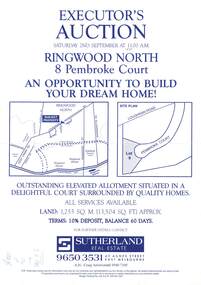 Flyer, Auction - 8 Pembroke Court, Ringwood North, Victoria - 1995