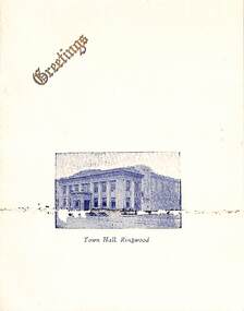 Card, Greetings - With Sincere Good Wishes and Greetings for Christmas from The Mayor and Mayoress of Ringwood, Cr. & Mrs. A. Temple Miles 1937 - No addressee is mentioned