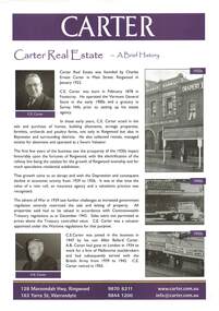 Newsletter, Carter Real Estate - A Brief History - 2008