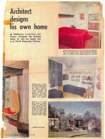 Magazine, Australian Womens' Weekly article "Architect designs his own home" - Ian Napier re his house at 2 Hearthside Crt, North Ringwood - December 11, 1968