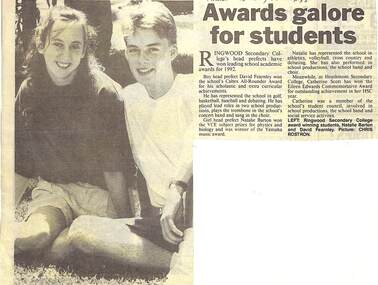 Newspaper, Ringwood Secondary College students have won leading school academic awards for 1992