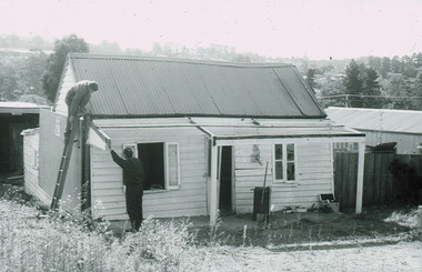 Photograph, 367 Maroondah Highway, Ringwood, removal of former Miner's Hut circa 1965