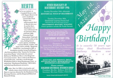 Flyer, Heathmont Railway Station 70th birthday 1926-1996